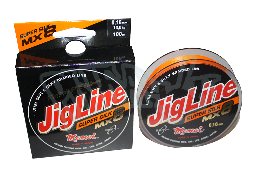 Леска плет.JigLine MX8 Super Silk 100м (016) оранж.