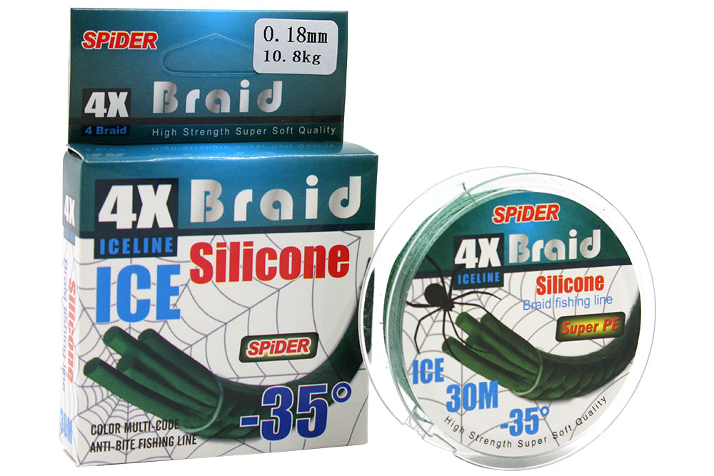 Леска плет. Spider 4X Braid Silicone ICE-35 0,16мм 30м