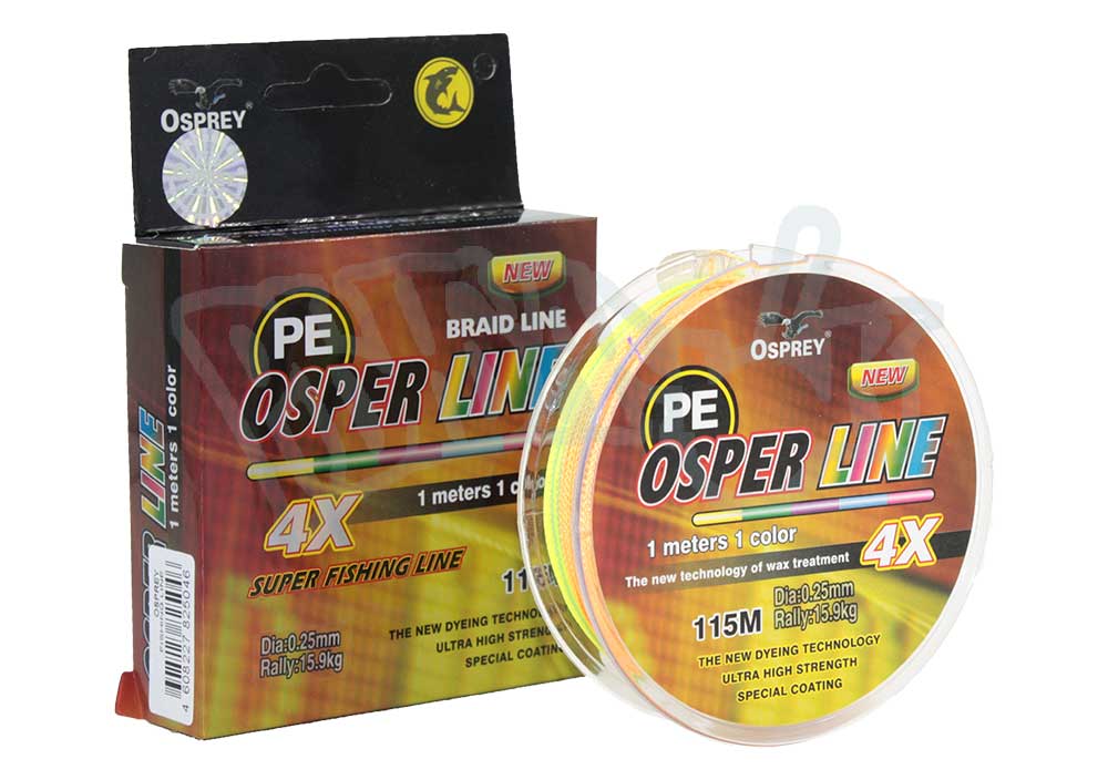 Леска плетенка PE OSPER LINE 4X 115м (радуга)