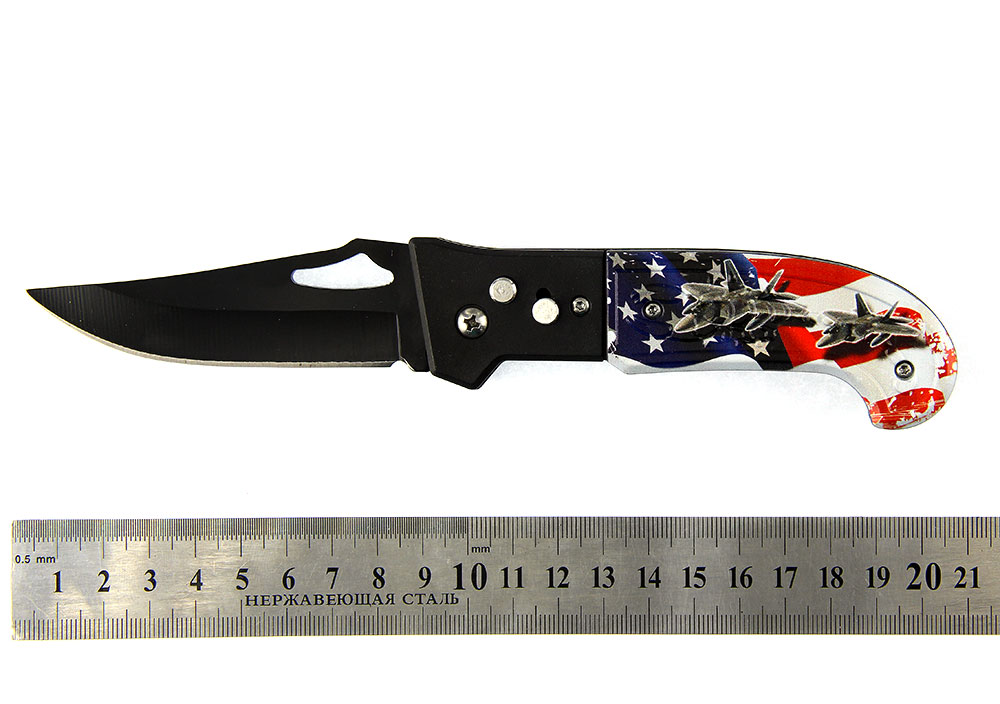Нож складной метал. пластик 15см