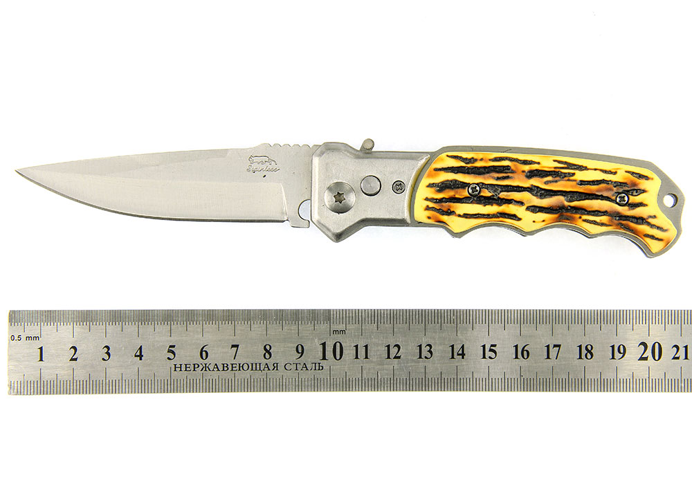 Нож складной ручка кость кноп. 20см 7038