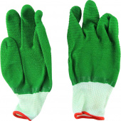Перчатки обрезиненные с красной окантовкой, зеленая. резина 65гр