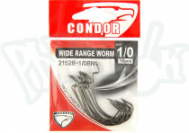 Крючки офсетные Condor Wide Range Worm,серия KAYRO,№1/0 цв.blak nikel,(10шт) (215281/0BN)