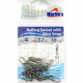 Карабины "Marlin's" SH2004-004 Rolling Swivels with Nice Snap уп. 10шт. SH2004-004