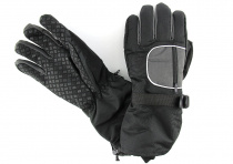 Перчатки для снегохода черные с молнией, обрезин.вставками, ремешком (AG-7066)