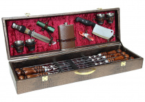 Подарочный набор шампуров с деревянной ручкой в чемодане из кожи (8шт)